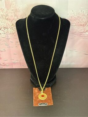 Vintage Cee Tee gold filled medical round pendant necklace. New old stock